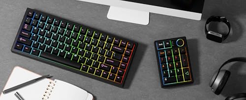 Gasket Creamy Mechanical Numpad Programmable Keypad RGB LED Backlit | Wireless 2.4G/Bluetooth 5.0/Wired USB-C Hot Swappable Macro Number Pad Rechargeable Numeric Keyboard Metal Knob, Black - color: Black