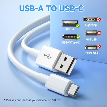 16.4ft/5M Long USB C Cable, Charging and Data Transfer, Durable USB A to USB C Power Charging Replacement Cord for Home Security Cameras, Phones, Switch Pro Controllers and More USB-C Devices-White - size: 16.4ft