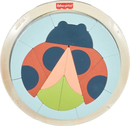 Fisher-Price Wood Preschool Toy Jigsaw Puzzle, Tiny Garden Lady Bug 18-Piece Wooden Activity for Fine Motor Play Kids Ages 3+ Years - style: Lady Bug