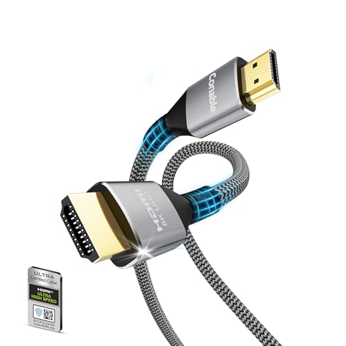 8K HDMI 2.1 Cable 2 FT, Real Certified 48Gbps Ultra High Speed HDMI® Cable, Braided Cord, Supports 10K 8K@60Hz 4K@120Hz, eARC, HDR 10, HDCP 2.2&2.3, Compatible with TV PS5 X-box Projector Monitor - size: 2FT, style: 1 Pack