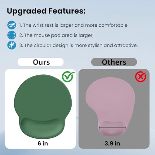 Mouse pad with Wrist Rest,Relieving Pain Memory Foam Computer pad, Ergonomic Desktop Mouse, Silicone Material Mouse pad, with Non-Slip PU Base (Green) - color: green