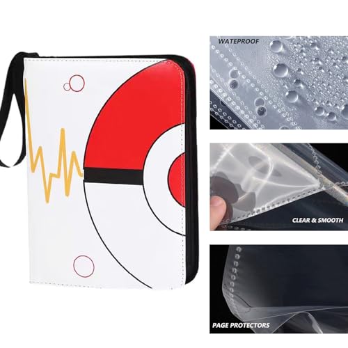 Trading Card Binder 4 Pocket, 400 Card Holder with 50 Removable Sleeves, Zipper Card Album - color: trading card binder