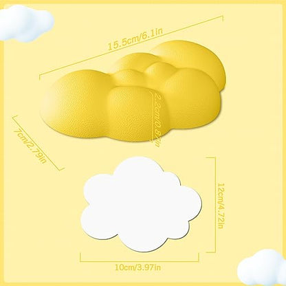Ergonomic Cloud Mouse Wrist Rest with Coaster, Soft Memory Foam Wrist Support Pad Cushion for Mouse Computer Laptop Office PC Gaming Home, Non-Slip Base, Massage Holes Design, Wrist Pain Relief - color: 2 in 1 Set-yellow