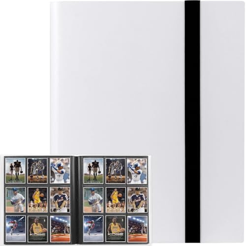 GEAoffice Card Binder, 9 Pockets Trading Card Album Folder, 360 Side Loading Pocket Binder for Sports&Game Cards, MTG and Other TCG, White - color: White, size: Medium-9 Pockets