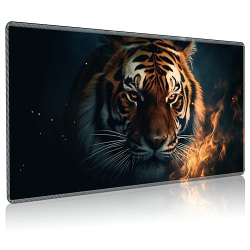 Playmat for MTG, 24 x 14 inches Game Play Mat for MTG TCG and Other Card Games, Trading Card Game Play Mat Desk Mats with Stitched Edges Non-Slip Base, Tiger - color: Tiger, size: Regular