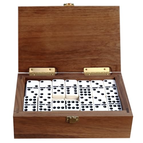 Alex Cramer Double 9 Dominoes Set for Adults with Spinners. Domino Set in Black Walnut Case. Holds 55-Piece Set of Dominoes (Dominos Set) - style: Double-9 Spinner Domino Set