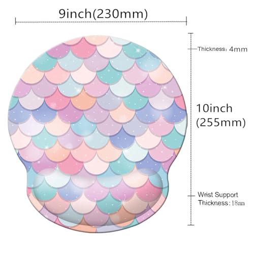 Ergonomic Memory Foam Wrist Support Mouse Pad Comfortable Padded Wrist Mousepads 9in X10in Pain Relief Desktop Mouse Mat (Sweet Mermaid Foam) - color: Sweet Mermaid Foam
