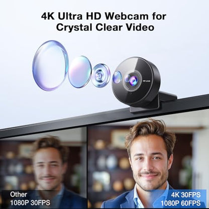 EMEET C950 4K Webcam for PC - PDAF Autofocus, USB Webcam with Microphone & Physical Privacy Cover, 1080P@60FPS, USB 2.0 Plug&Play, No Tripod Hole, Web Cam w/ 70°View for Meeting/Online Classes/Zoom - style: 4K Updated PDAF Autofocus