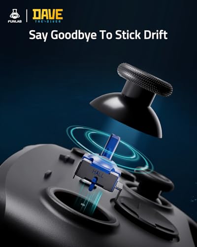 Switch 2 Pro Controller with Charging Dock FUNLAB x Dave the Diver Official Licensed - Hall Effect Sticks, Hidden-Light RGB, One-Click Wake-Up, Turbo, 2 Back Paddles, for Switch 2/OLED/PC, Collector - color: 컬러풀 데이브