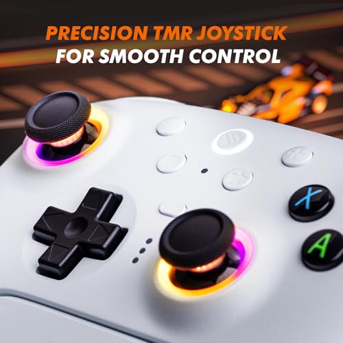 8BitDo Ultimate 2 Wireless Controller, Game Gamepad for PC Steam Android with TMR Joysticks, Switchable Hall Effect/Tactile Triggers, RGB Fire Ring, PC Steam Gamer Gift - color: White
