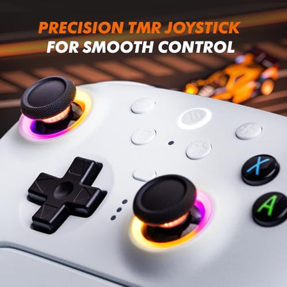 8BitDo Ultimate 2 Wireless Controller, Game Gamepad for PC Steam Android with TMR Joysticks, Switchable Hall Effect/Tactile Triggers, RGB Fire Ring, PC Steam Gamer Gift - color: White
