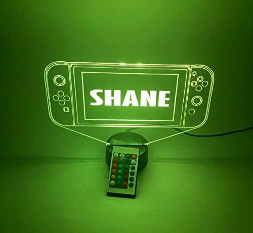 MIRROR MANIA Handheld Video Game Console Switch Night Light Up Lamp LED Personalized Engraved Controller Gaming Room Desk Table Lamp, It's Wow, 16 Color Changing Options with Remote, Gamer Gift
