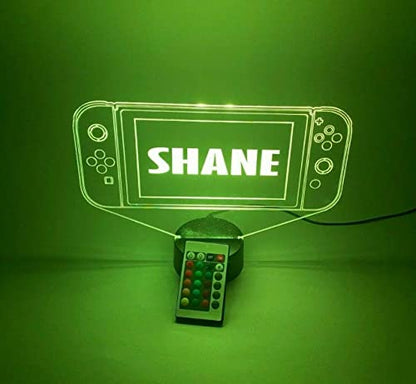 MIRROR MANIA Handheld Video Game Console Switch Night Light Up Lamp LED Personalized Engraved Controller Gaming Room Desk Table Lamp, It's Wow, 16 Color Changing Options with Remote, Gamer Gift