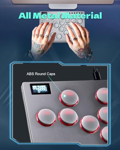 Sehawei All Metal Arcade Stick 16Keys All-Button Controller with Custom RGB & Turbo Functions,Arcade Fighting Stick for PC/Ps3/Ps4/Switch/Steam-Supports SOCD - color: M16 Silvery