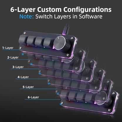Koolertron Macro Programmable Keypad, One Handed Programmable Mechanical Keyboard, RGB Blue Switch Hot Swappable, 4 Keys 1 Knob Backlit Keypad for Working and Gaming, Black - size: 4-key (1 Knob)