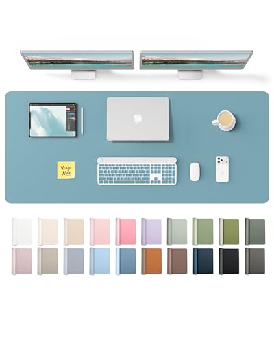 YSAGi Leather Desk Protector, Office Mat, Large Mouse Mat, Non-Slip PU Leather Blotter, Laptop Desk Mat, Waterproof Writing Pad for Office and Home(Aquamarine, 55" x 17.2") - color: Aquamarine, size: 55" x 17.2"