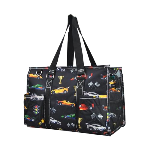 NGIL Utility Water Resistant Tote Bag | Work Tote for Women, Nurse Bag, Teacher's Choice Purse, Gym Bag, Everyday Organizer Top Zipper Closure - color: Racecar-black