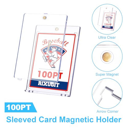 25-Pack 100pt Sleeved Card Magnetic Holders | Fits Sleeved Card First, One Touch Card Holder, Inner Size 2.63″×3.70″, Clear Hard Case for Trading Cards, Baseball Cards - size: 25ct 100PT Sleeved Card Holder