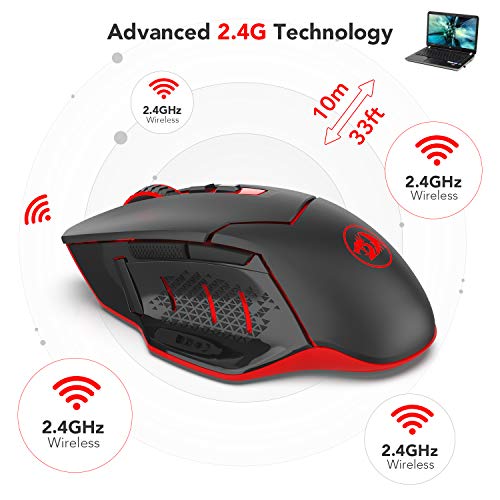 Redragon M690-1 Wireless Optical Gaming Mouse 2400 DPI Remapping Keys | Cable-Free 0 Delay, Smooth Precise Tracking, Ergonomic Grip Body Comfort - style: M690-1