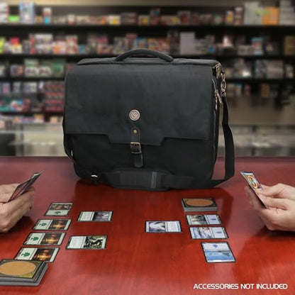 ENHANCE MTG Bag Compatible with Deck Box, Top Loader Binder, MTG Commander Deck & more TCG Trading Card Accessories - Trading Card Travel Bag with Card Defender Screen, Customizable Interior (Black) - color: Black