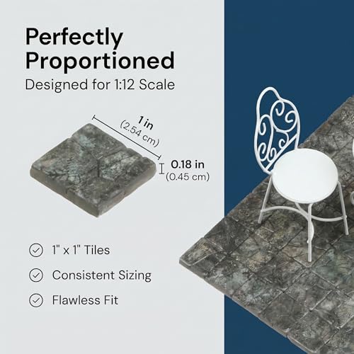 Dollhouse Miniature Paving Stones, Model Tiles | Set of 50 pcs for Fairy Gardens and Tabletop Terrain, REDUCIO! - color: Dungeon Floor Tiles