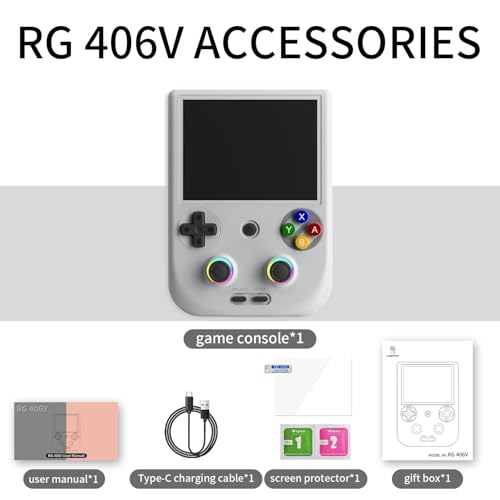RG406V Handheld Game Console RG 406V 4-inch IPS Multi-touch Screen No Card Retro Game Console Android 13 Retro Emulator RG406V 5500mAh Battery 1080p DP Output WIFI Bluetooth Gray - style: Gray