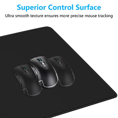 Dapesuom Large Mouse Pad, Extended Gaming Mouse Mat with Stitched Edges, Full Size Desk Mats with Non-Slip Base, Computer Big Desktop Keyboard Pad for Gamer, Laptop, Office, 23.6 x 11.8 in, Jet Black - color: Jet Black, size: 23.6L x 11.8W inches