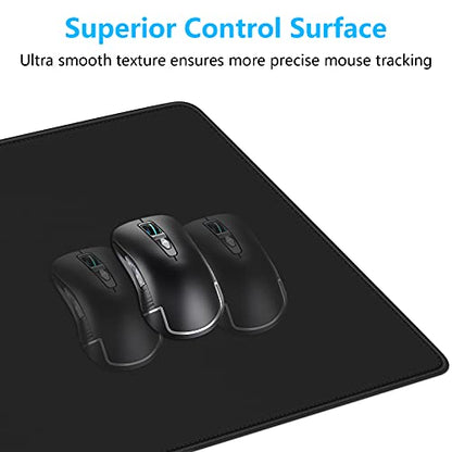 Dapesuom Large Mouse Pad, Extended Gaming Mouse Mat with Stitched Edges, Full Size Desk Mats with Non-Slip Base, Computer Big Desktop Keyboard Pad for Gamer, Laptop, Office, 23.6 x 11.8 in, Jet Black - color: Jet Black, size: 23.6L x 11.8W inches
