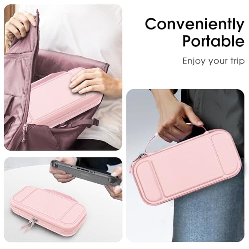 FINTIE Carrying Case for Nintendo Switch 2 (2025), Shockproof Hard Shell Switch 2 Case, Protective Cover Travel Bag with 19 Game Card & 2 Micro SD Card Slots & Inner Pocket, Rose Gold - color: Rose Gold