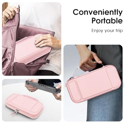 FINTIE Carrying Case for Nintendo Switch 2 (2025), Shockproof Hard Shell Switch 2 Case, Protective Cover Travel Bag with 19 Game Card & 2 Micro SD Card Slots & Inner Pocket, Rose Gold - color: Rose Gold