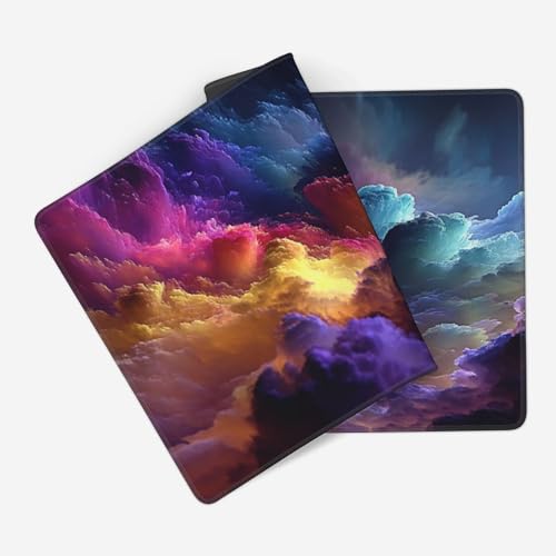 Extra Large Gaming Mouse Pad, Colorful Galaxy Cloud Design, Non-Slip Rubber Base, Washable, 35.4 x 15.7 - color: Fantasy scenery