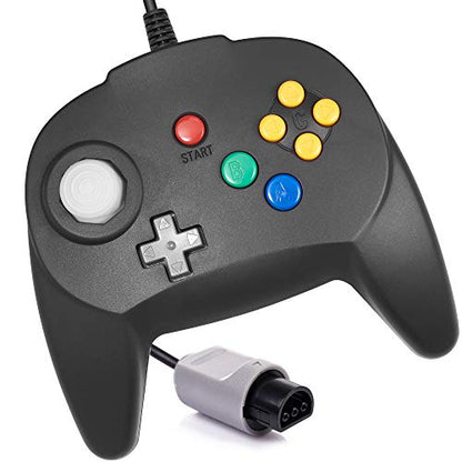 KIWITATA N64 Mini Controller, Retro N64 Wired Bit Game Pad Upgraded Joystick Remote Controller for Classic N64 Console (Black) - color: black