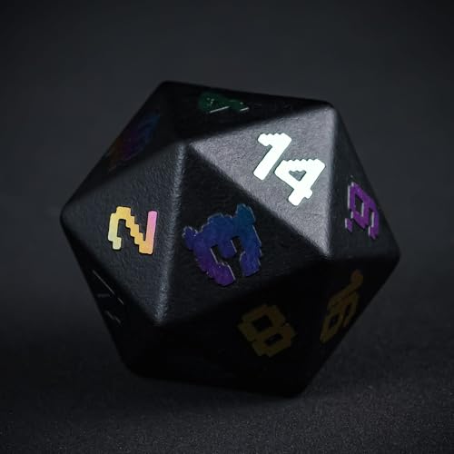 UDIXI Obsidian Gemstone Dice Set D&D Stone DND Dice Set for Tabletop Games | Natural Stone, Premium Gift Box, DM Gift, for Dungeons and Dragons Role Playing Games - color: Obsidian (Pixel Art)