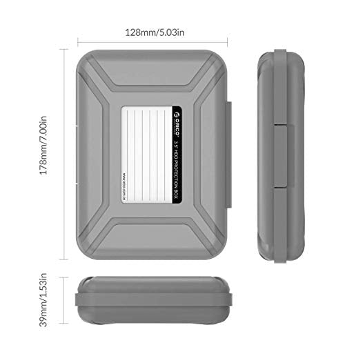 ORICO Hard Drive Case 3.5 inch HDD Storage Carrying Case Anti-Static and Shockproof External Hard Drive Portable Case, Compatible with WD, Seagate, Toshiba, Samsung, Hitachi, Crucial-PHXGY - color: Grey