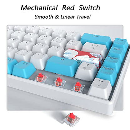 65% Mechanical Keyboard Wired Linear Red Switch RGB Backlight | 65 Percent 68-keys Compact Layout Gaming Keyboard TKL Ultra-Compact Mini RGB Backlit - color: 68 Sea/Red Switch