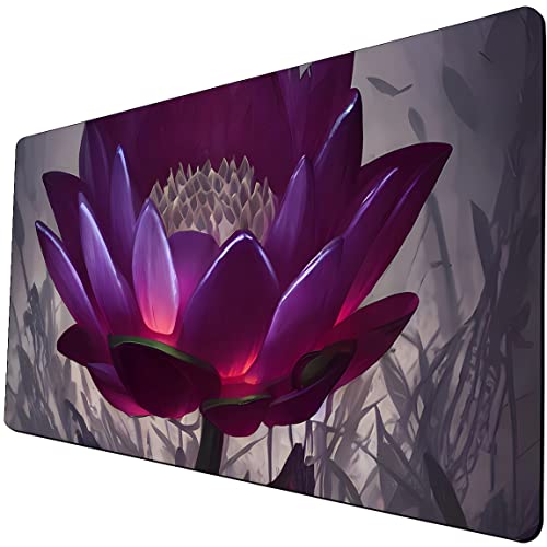 Fantasy Black Lotus TCG Playmat, 24 x 14 inches Game Mat for MTG DTCG CCG RPG Trading Card Game Playmats Smooth Surface Battle Game Rubber Collection Cool 14 - color: Purple Lotus