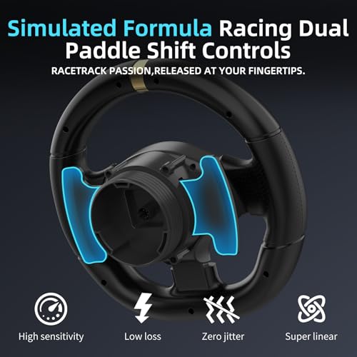 NBCP F10 PC Racing Wheel-1080 Degree Magnetic Induction Gaming Steering Wheel with 6-Speed H-Pattern Shifter and Linear Pedal,Sensitivity Adjustment,Angle Locking,Dual Motor Vibration-Steering Wheel for PC Windows 7/10/11, PS3 Support Euro Truck Simulator