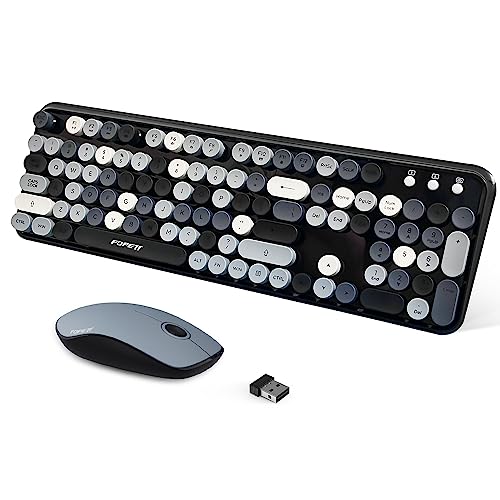 2.4GHz Wireless Keyboard and Mouse Set with Switch Button - Full-Size Keyboard - Compatible for Windows/Laptop/PC/Notebook/Smart TV and More - Grey Colorful - color: V2030 Grey Colorful