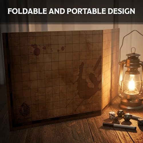 FantasyDice Foldable 1" Grid Battle Map Double Sided Dry Erase 24 x 36 Mat for Tabletop RPG Perfect for Dungeons and Dragons DND Pathfinder Call of Cthulhu Warhammer 40K Portable with PVC Zipper Bag