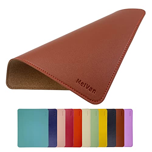MelVan PU Leather Mouse Pad with Stitched Edge, Wood Mousepad, Waterproof Gaming Mouse Pad Mat for Computers, Laptop, Office & Home, 10.2" x 8.3", 1 Pack (Brown) - color: Brown