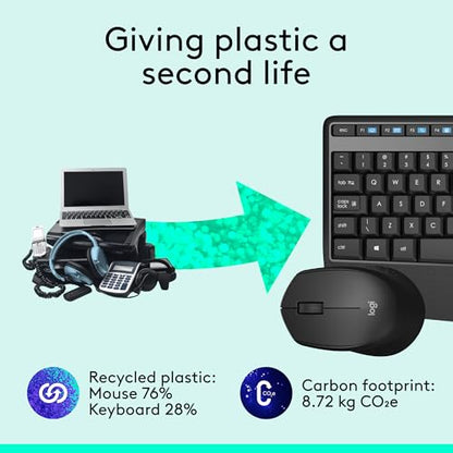 Logitech MK345 Wireless Keyboard and Mouse Combo with Palm Rest, 2.4 GHz USB Receiver, Compatible with PC, Laptop, Black - style: Combo
