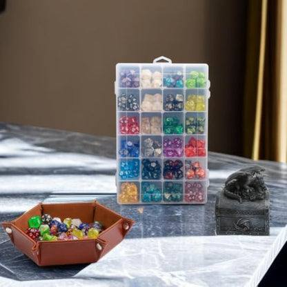 3 Pack DND Dice Storage Box Each 24 Grids Polyhedral Dice Organizer with Removable Dividers Holding Up to 2400 Dices Small Craft Containers for Dice Collectors or RPG D&D Games (Three Box) - size: Three Box