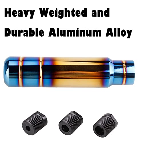 BARTOO Aluminum Alloy Heavy Weighted Shifter Knob, 5" Auto Gear Shift Knob, Car Gear Lever Stick Shifter Handle,with 3 Threaded Adapters M8 M10 M12,Fit Most Automatic Manual Vehicle(Gold Plated) - color: Gold plated