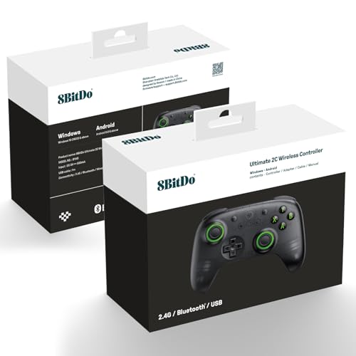 AKNES 8BitDo Ultimate 2C Wireless 2.4G Controller for Windows PC & Android | Gamepad with Hall Effect Joysticks and Hall Triggers, 1000Hz Polling Rate, Remappable L4/R4 Bumpers (Transparent Black) - color: Transparent Black