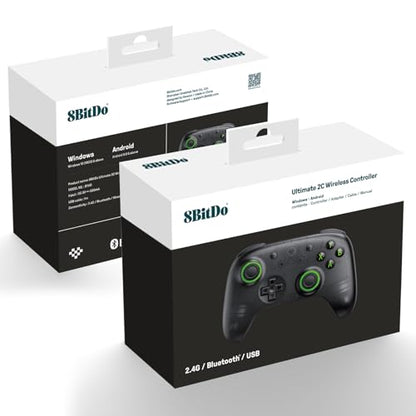 AKNES 8BitDo Ultimate 2C Wireless 2.4G Controller for Windows PC & Android | Gamepad with Hall Effect Joysticks and Hall Triggers, 1000Hz Polling Rate, Remappable L4/R4 Bumpers (Transparent Black) - color: Transparent Black