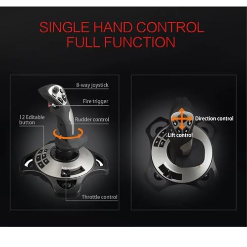 Yunseity USB Gaming Flight Simulator Game Controller with Vibration Function and Throttle Control, Wired Flight Stick for PC VISTA 7 8 10 Computer Laptop