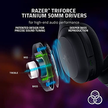 Razer Barracuda Wireless Gaming & Mobile Headset (PC, PlayStation, Switch 2, Android, iOS): 2.4GHz Wireless + Bluetooth - Integrated Noise-Cancelling Mic - 50mm Drivers - 40 Hr Battery - Black | Dual 2.4ghz USB-C Dongle Plus Bluetooth 5.2, Beamforming Noi