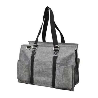 NGIL Utility Water Resistant Tote Bag | Work Tote for Women, Nurse Bag, Teacher's Choice Purse, Gym Bag, Everyday Organizer Top Zipper Closure - color: Crosshatch Gray