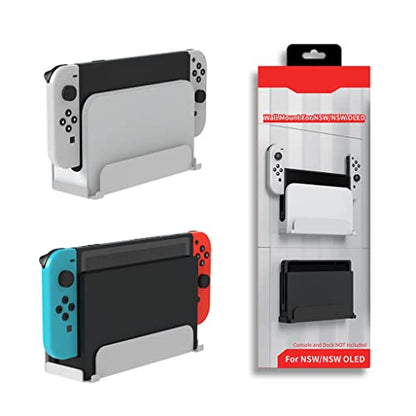 Wall Mount for NS Switch, Controller Wall Mounted Hanger Holder Console Storage Rack Space-saving Behind TV for Switch OLED