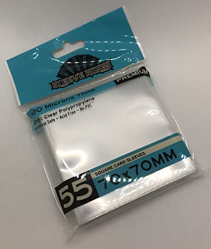 Square Card Sleeves (70x70mm) -55 Pack, 100 Microns by Sleeve Kings - size: 70x70mm